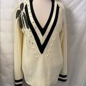 SOLD-V neck tennis sweater
